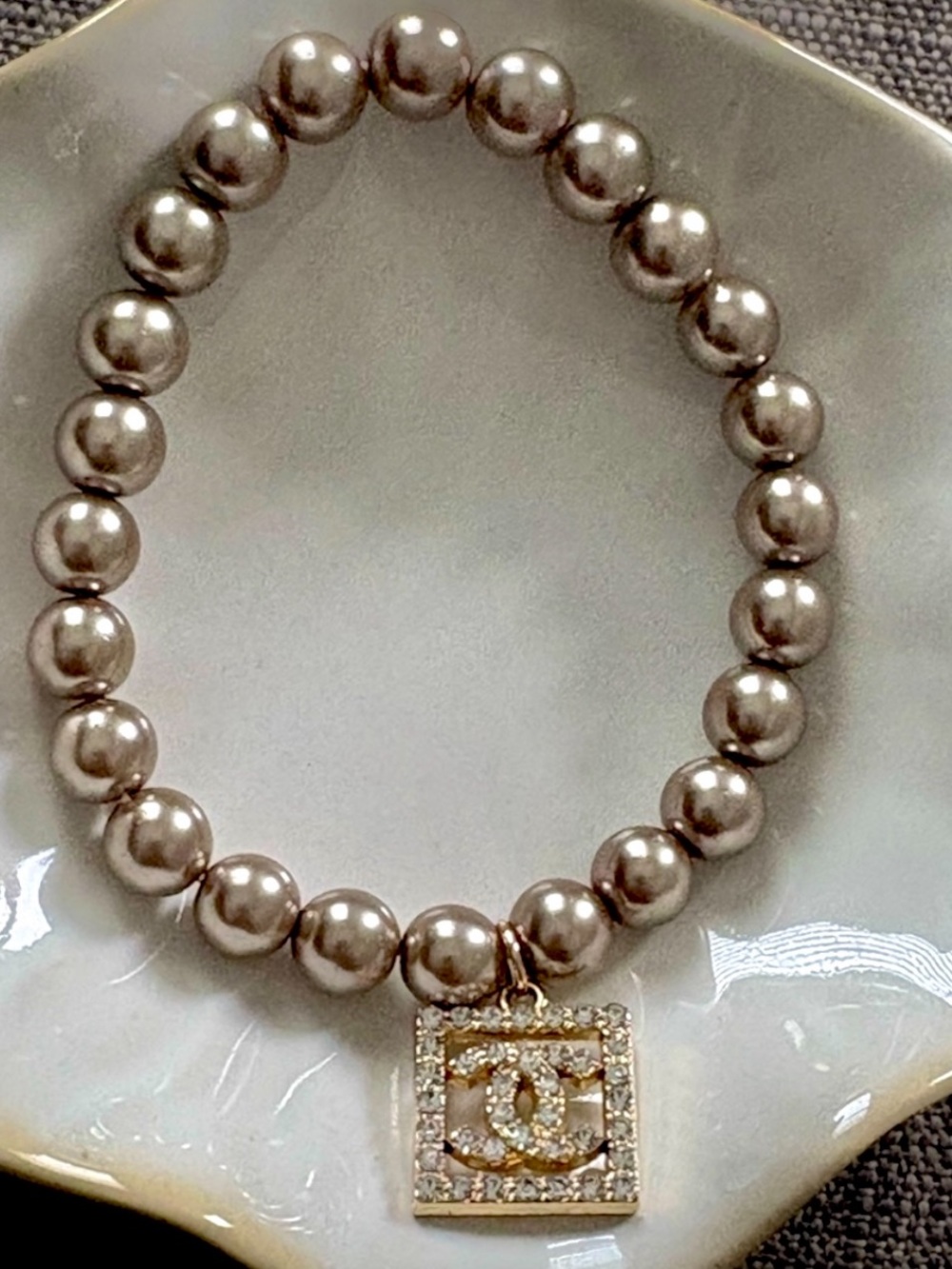 Elegant Pearl Bracelet with Gold Charm HANDMADE
